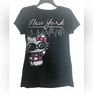 Hello Kitty New York Tee Top T-shirt Black Pink Small Medium